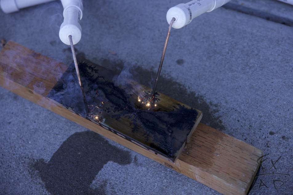 walnut wine topper being fractal burned