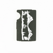 Black aluminum RFID wallet with laser-engraved mountain range on front